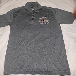 Authentic Harley Davidson Polo Short Sleeve Shirt Sm Gray Embroidered Logo Men's